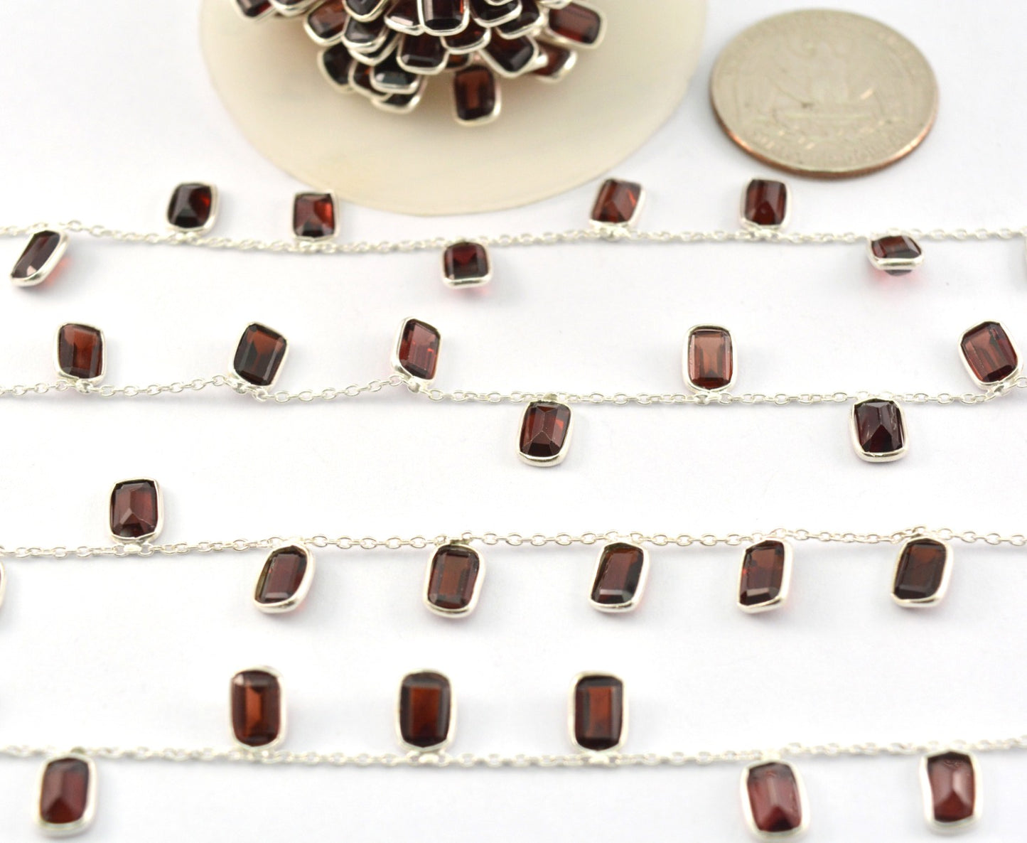 Garnet Rosary Chain - 925 Silver Gold, 4.00mm #2