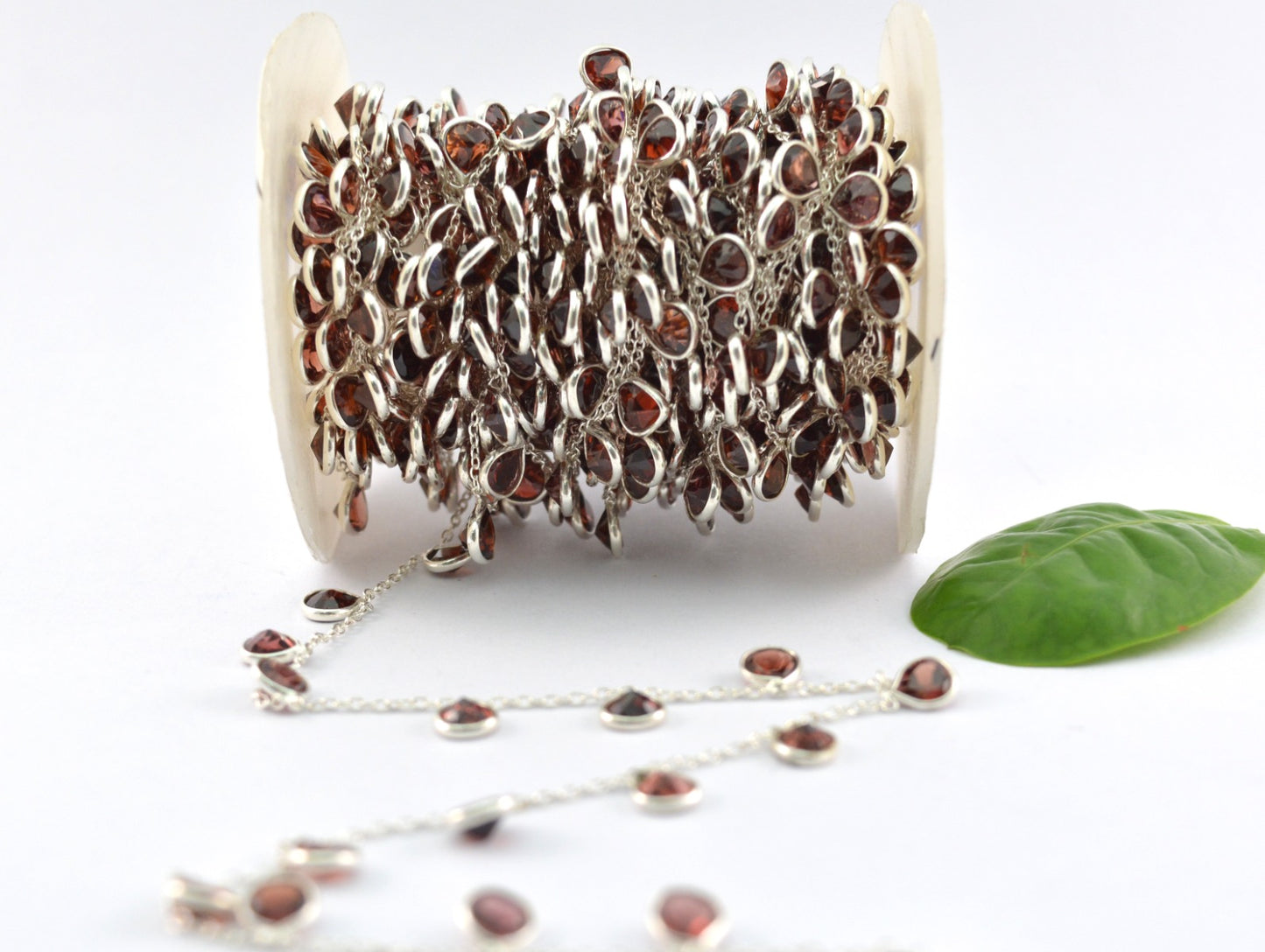 Garnet Rosary Chain - 925 Silver Gold,