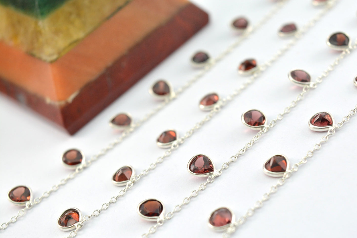 Garnet Rosary Chain - 925 Silver Gold,