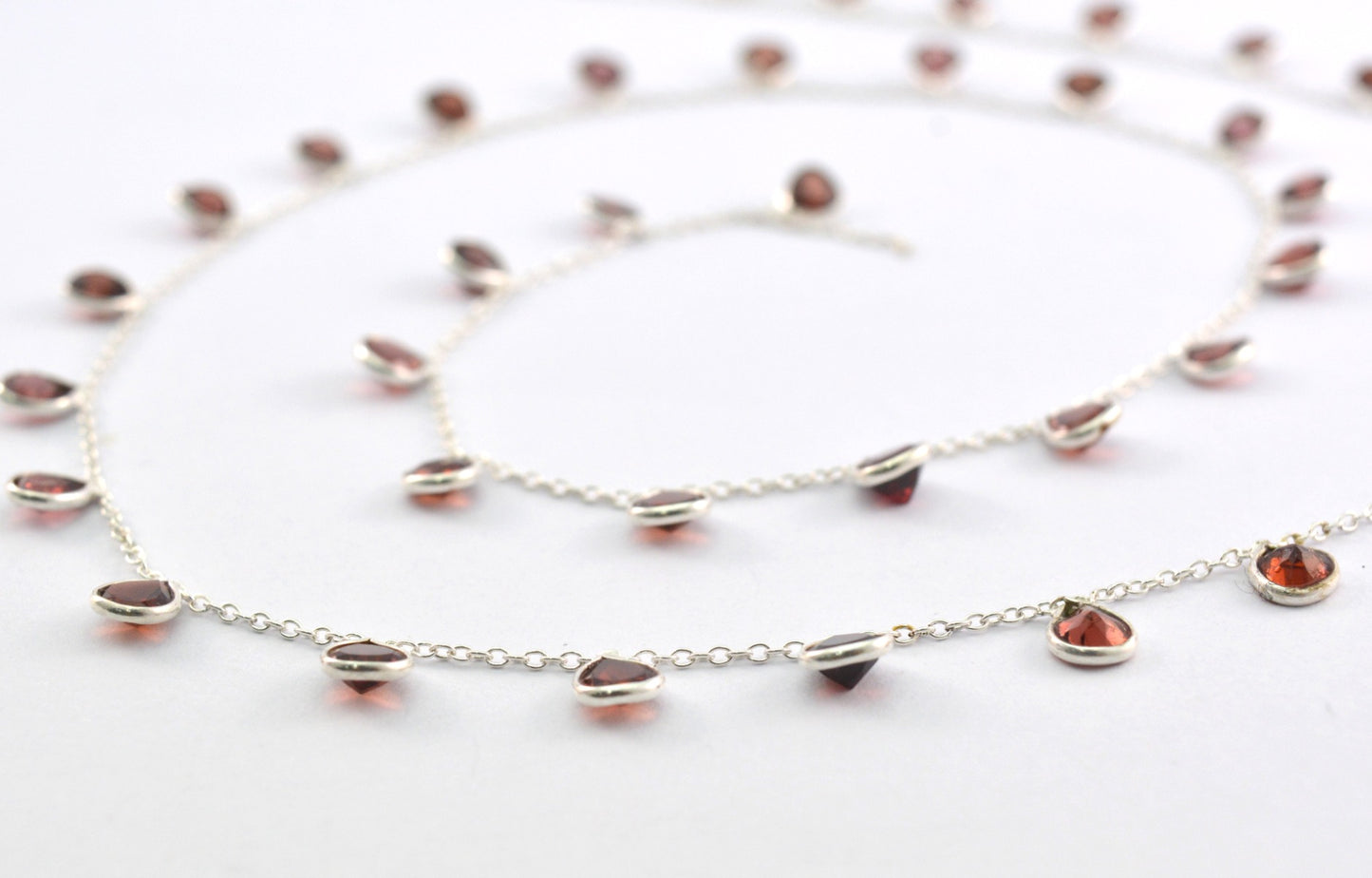 Garnet Rosary Chain - 925 Silver Gold,