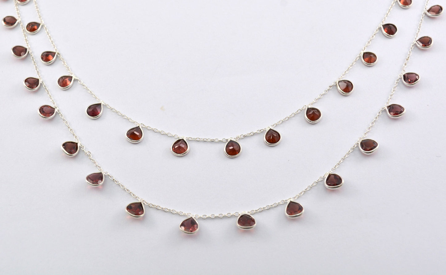 Garnet Rosary Chain - 925 Silver Gold,