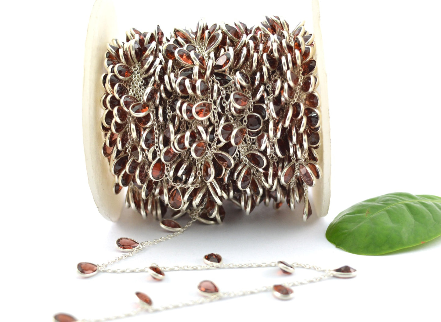 Garnet Rosary Chain - 925 Silver Gold, 4.00mm #3