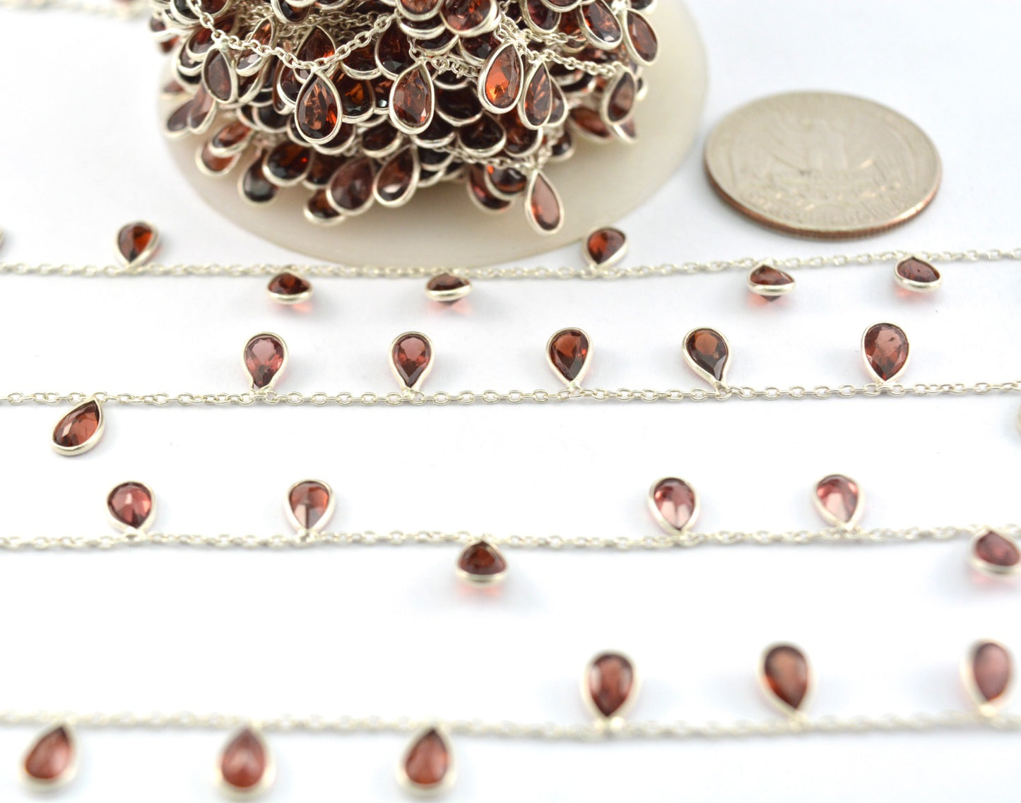 Garnet Rosary Chain - 925 Silver Gold, 4.00mm #3