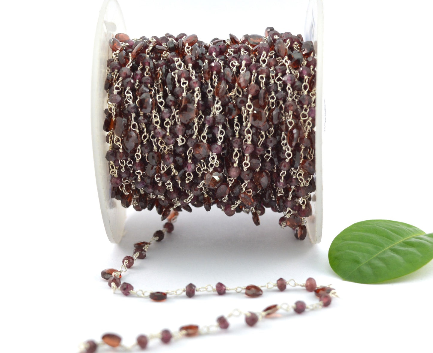 925 Silver Gold Rosary Chain with Garnet -