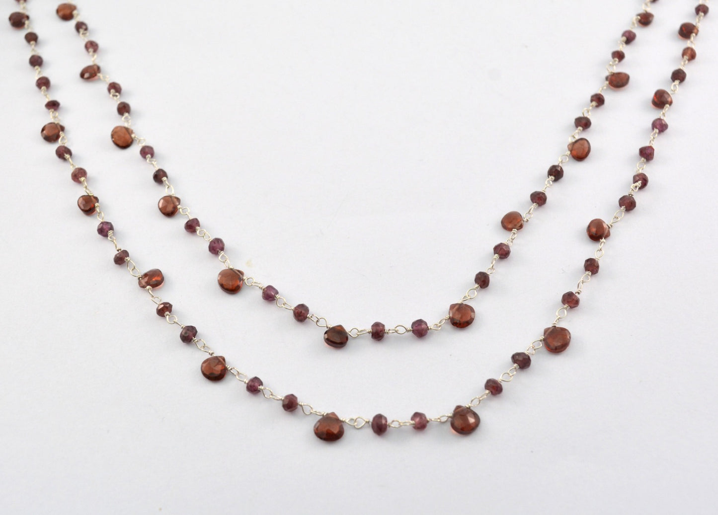 925 Silver Gold Rosary Chain with Garnet -