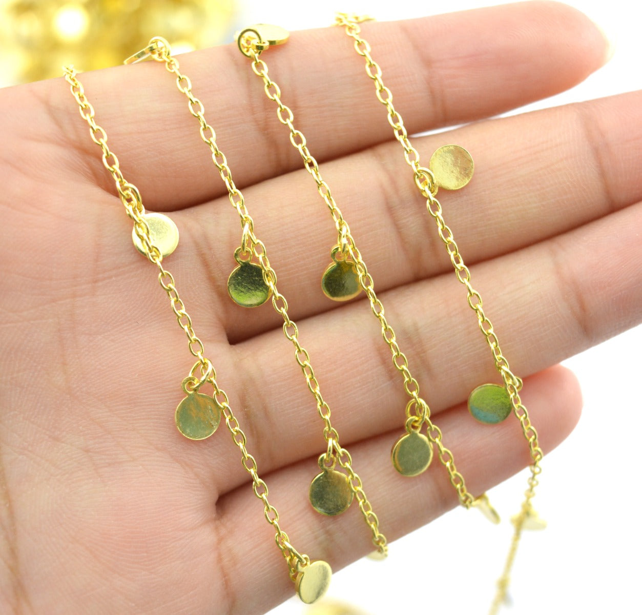 Stone Rosary Chain - 925 Silver Gold, 5mm