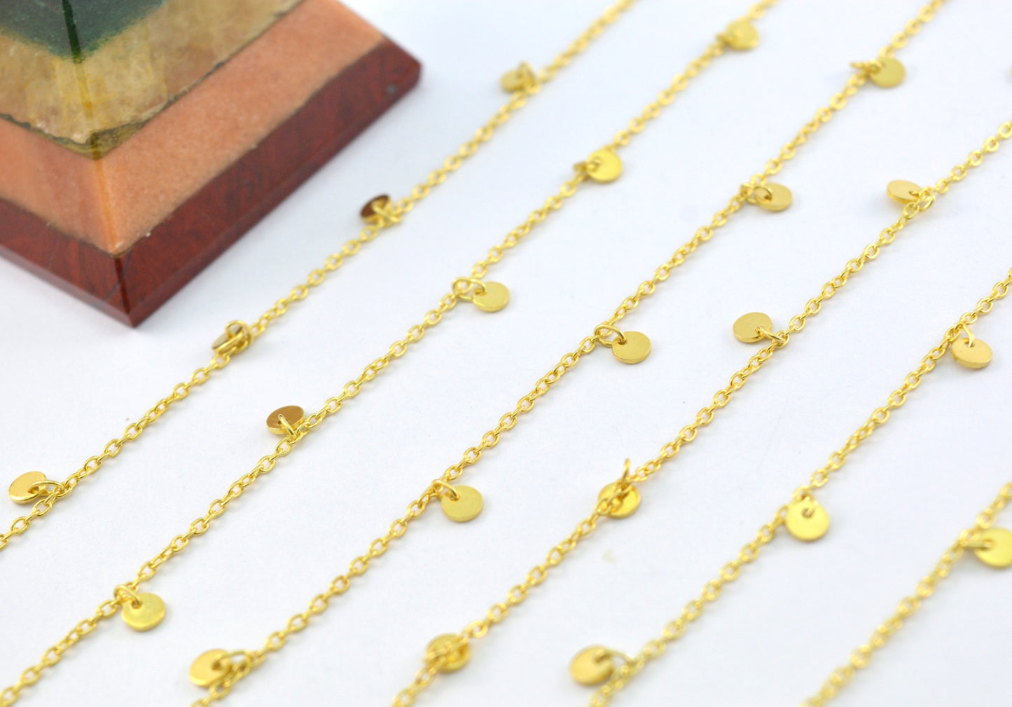 Elegant Stone Rosary Chain in 925 Silver Gold - 4mm #2