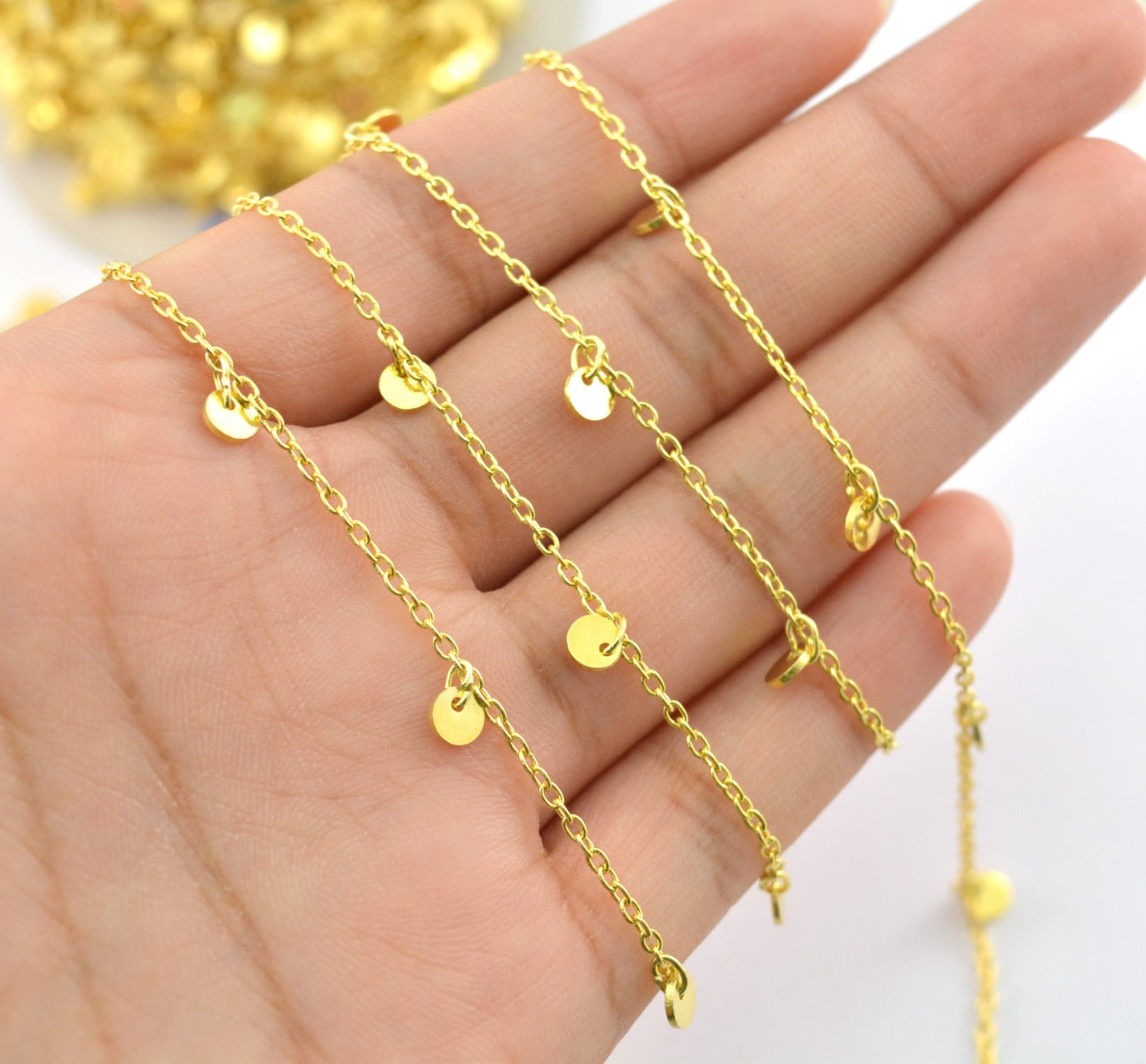 Elegant Stone Rosary Chain in 925 Silver Gold - 4mm #2