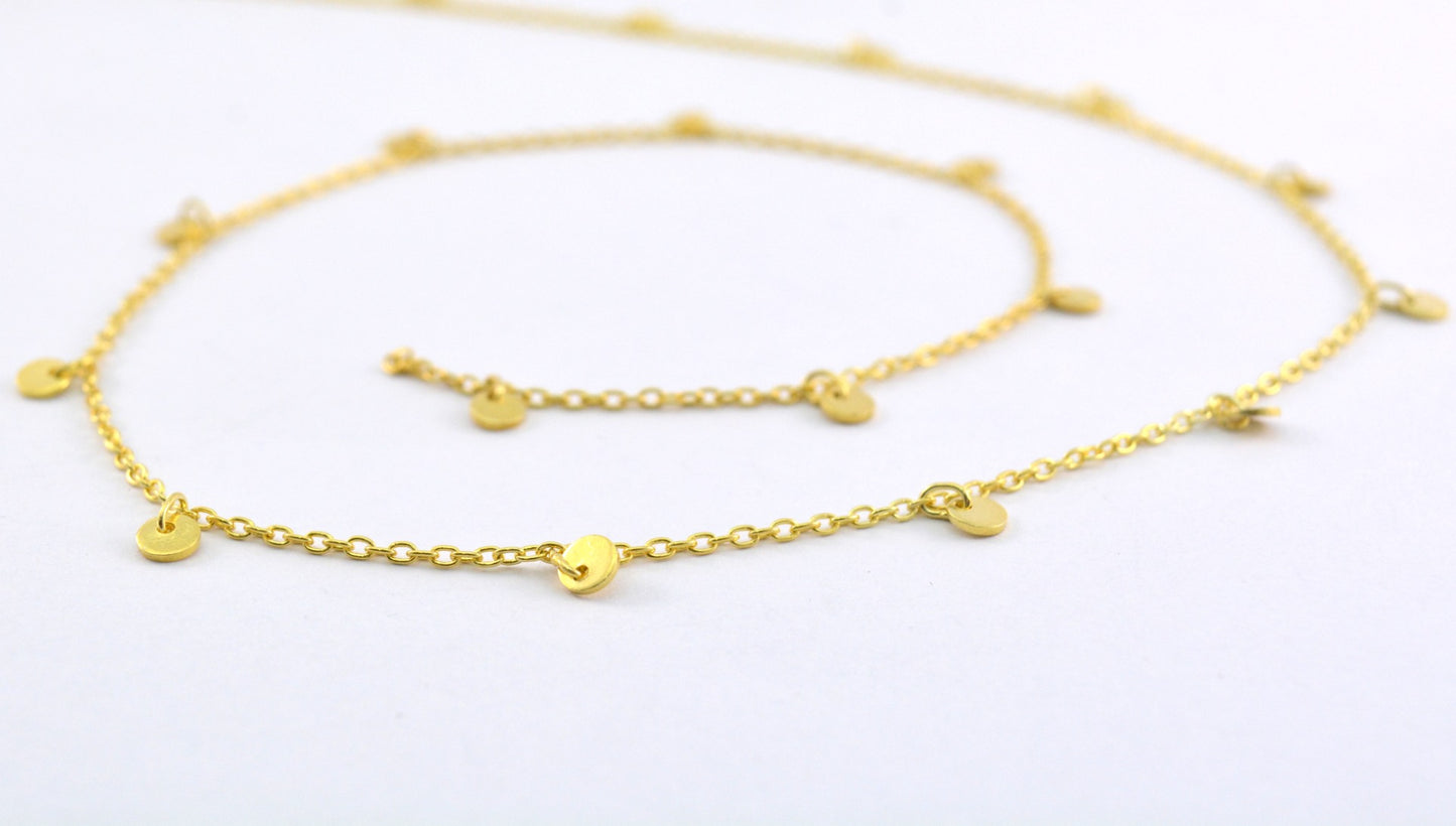 Elegant Stone Rosary Chain in 925 Silver Gold - 4mm #2