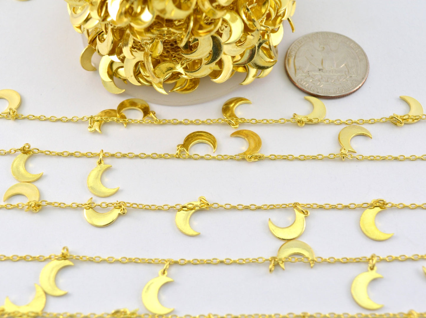 925 Silver Gold Rosary Chain with Stone - 3.50mm #3