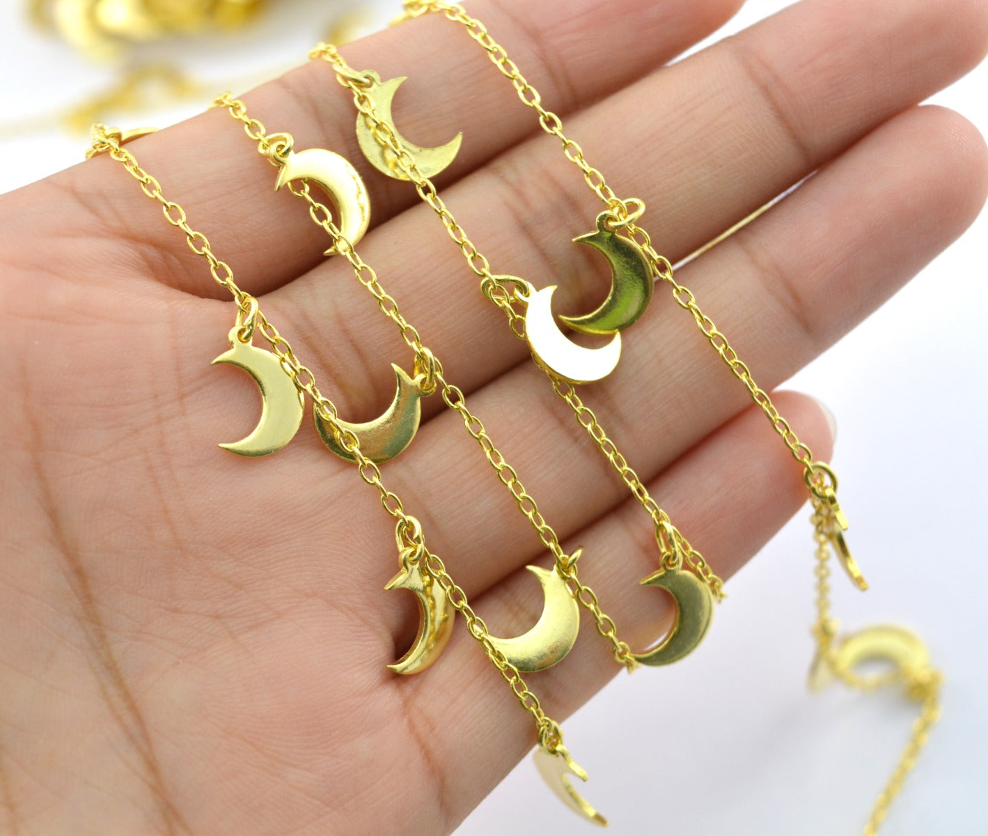 925 Silver Gold Rosary Chain with Stone - 3.50mm #3