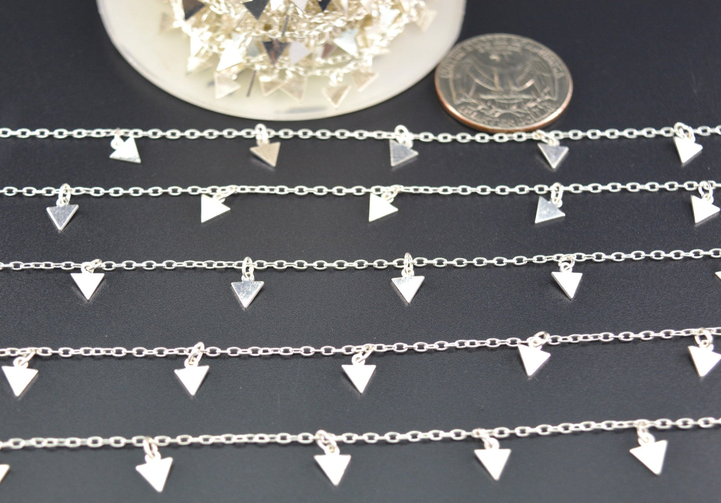 Stone Rosary Chain - 925 Silver Gold, 6.00mm