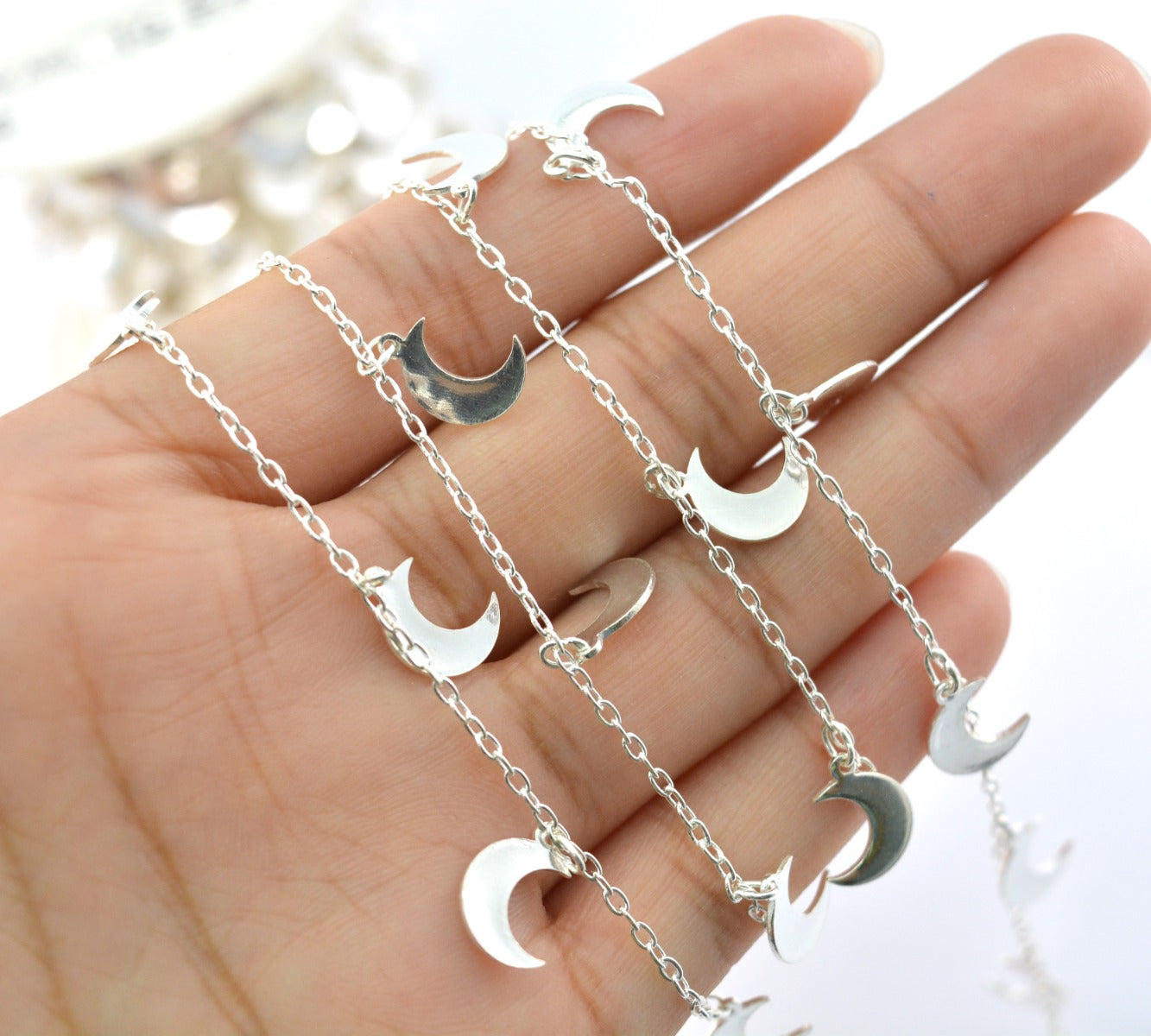 Beautiful Stone Rosary Chain in 925 Silver Gold - 3.50mm