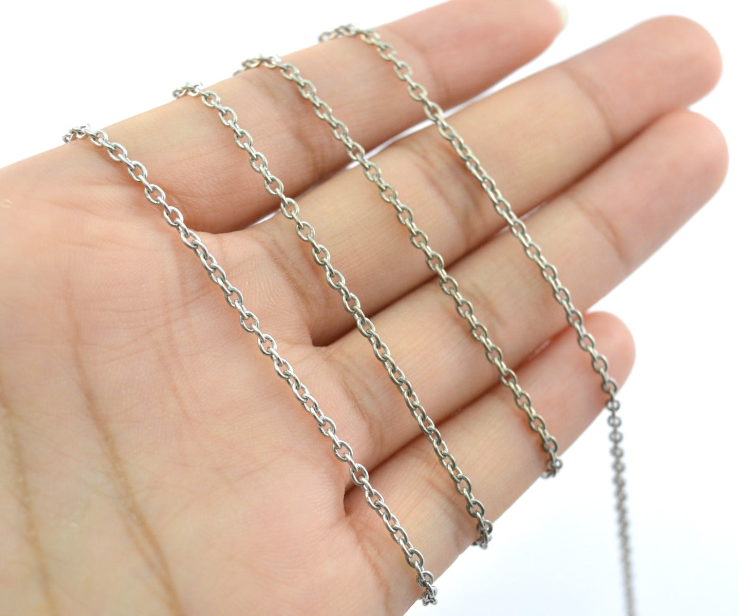 Trendy Stone Rosary Chain in 925 Silver - 2.20mm