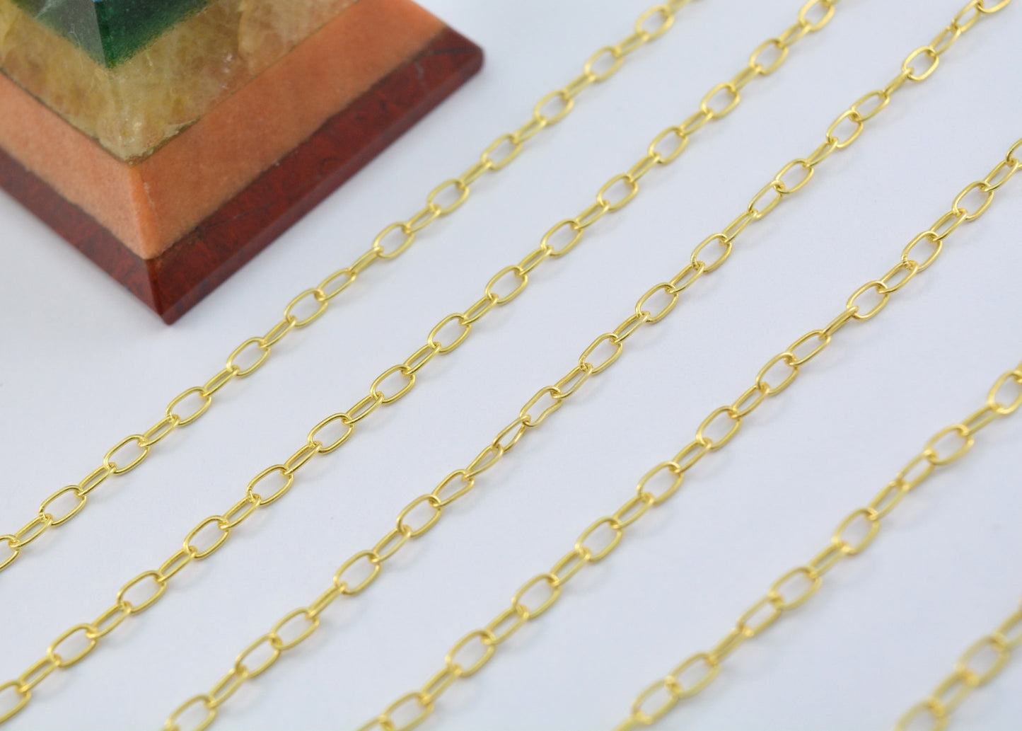 Gorgeous 925 Silver Gold Rosary Chain - Stone 5.20mm