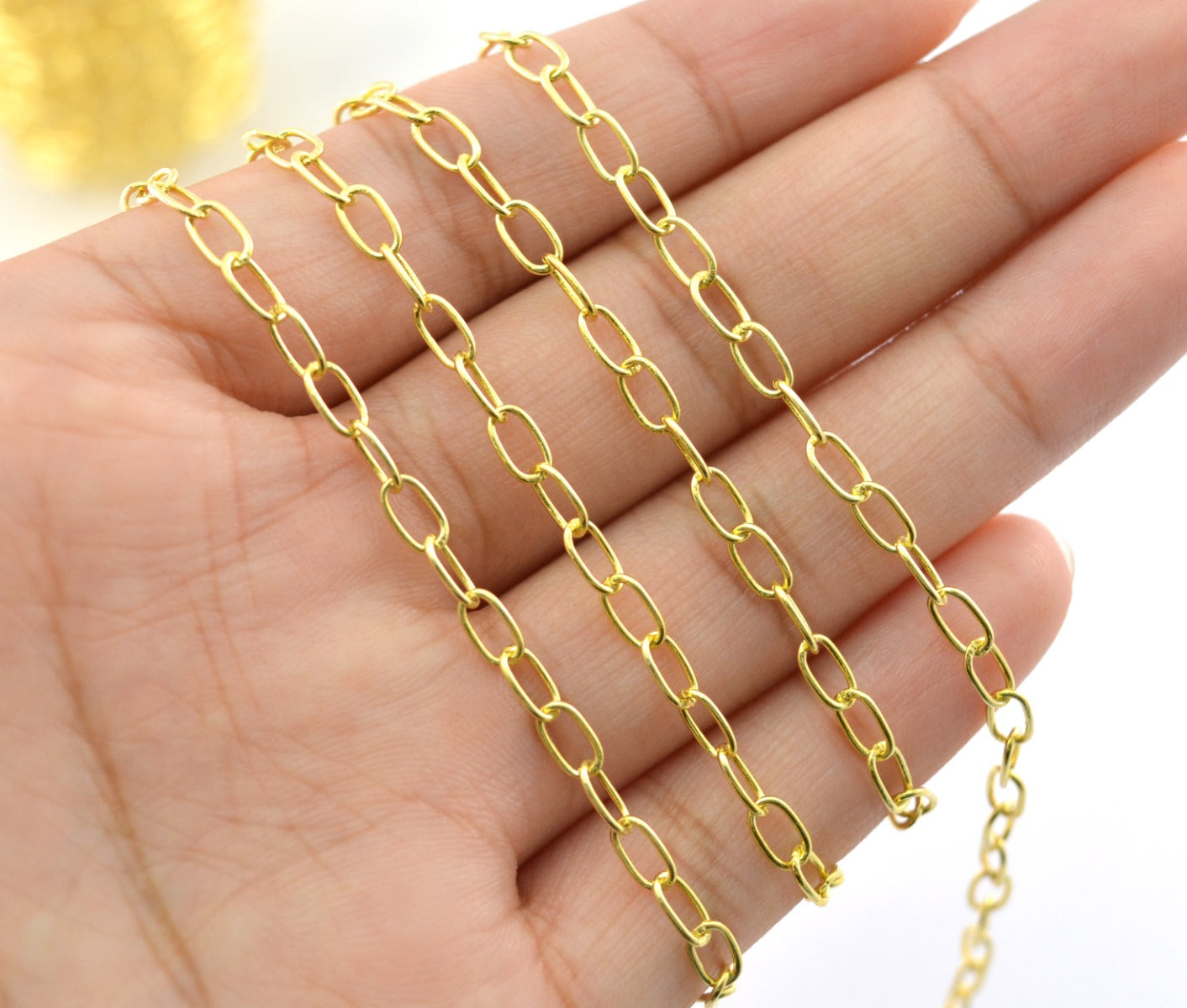 Gorgeous 925 Silver Gold Rosary Chain - Stone 5.20mm