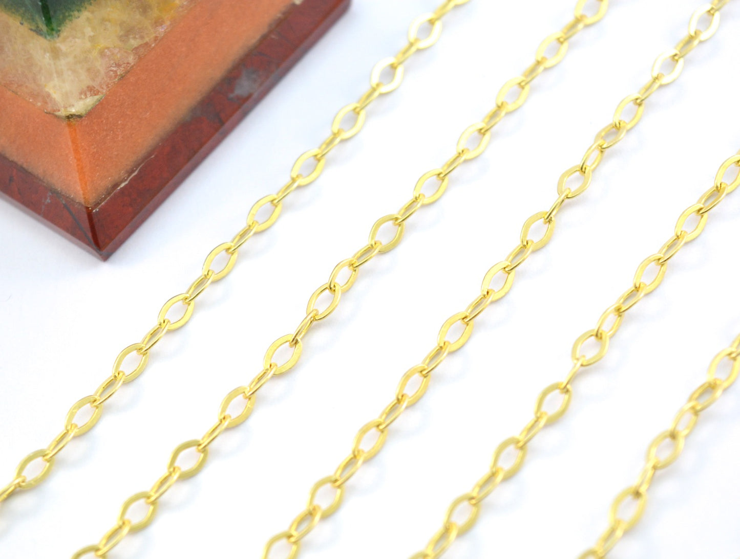 Gorgeous 925 Silver Gold Rosary Chain - Stone 5.50mm