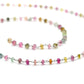 Gorgeous  18k Solid White Gold Rosary Chain  With Multi Tourmaline Stone , 3mm Size -  SGGRC-001B Sold By 1 Inch.