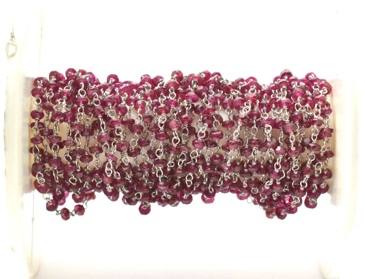 Handmade 14k Solid White Gold Rosary Chain in AAA Quality , 2.50mm Size -  SGGRC-007, Sold By 1 Inch.