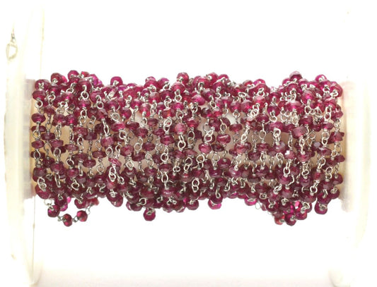 Handmade 14k Solid White Gold Rosary Chain in AAA Quality , 2.50mm Size -  SGGRC-007, Sold By 1 Inch.