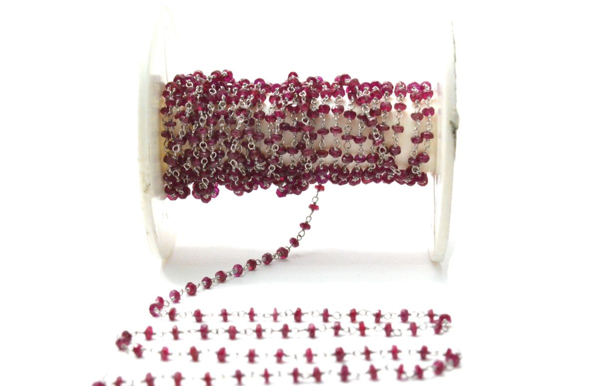 Handmade 14k Solid White Gold Rosary Chain in AAA Quality , 2.50mm Size -  SGGRC-007, Sold By 1 Inch.