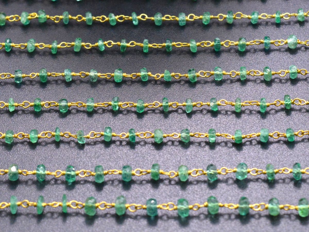 18k Solid Yellow Gold Rosary Chain in Roundel Shape - 3.50mm  Sold By 1 Inch