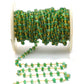 18k Solid yellow Gold Rosary Chain Studded With Natural Emerald Stone - 3-3.50mm  Sold By 1 Inch (Copy)