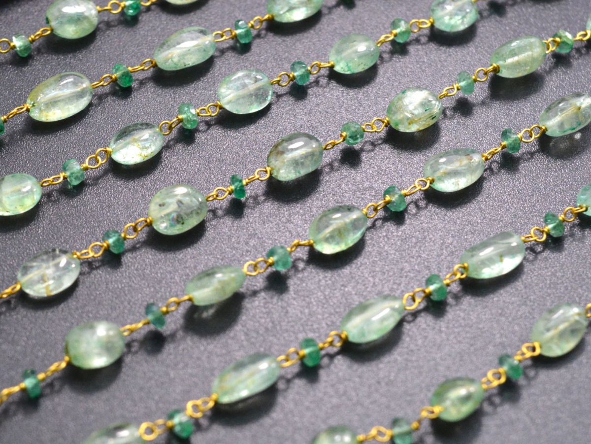 18k Solid Gold Rosary chain with AAA Quality Sold By 1 Inch