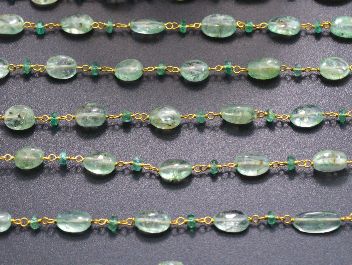 18k Solid Gold Rosary chain with AAA Quality Sold By 1 Inch