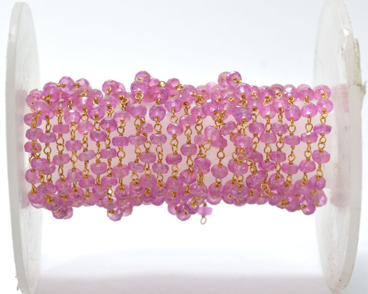 Handcrafted  14k  Solid yellow Gold Rosary Chain With AAA Quality , 3mm Size - SGGRC-014, , Sold By 1 Inch.