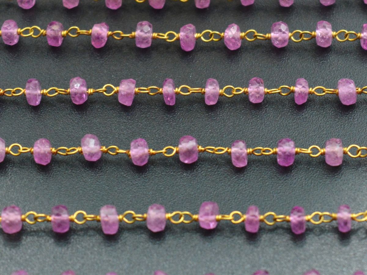 Handcrafted  14k  Solid yellow Gold Rosary Chain With AAA Quality , 3mm Size - SGGRC-014, , Sold By 1 Inch.