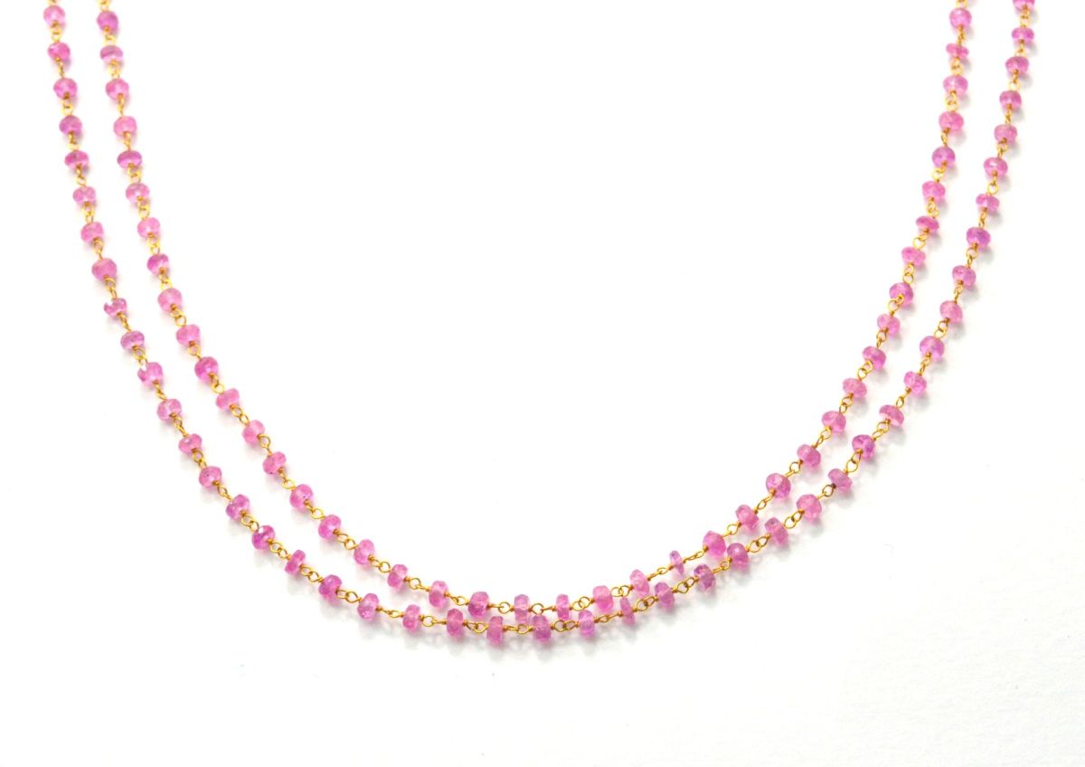 Handcrafted  14k  Solid yellow Gold Rosary Chain With AAA Quality , 3mm Size - SGGRC-014, , Sold By 1 Inch.