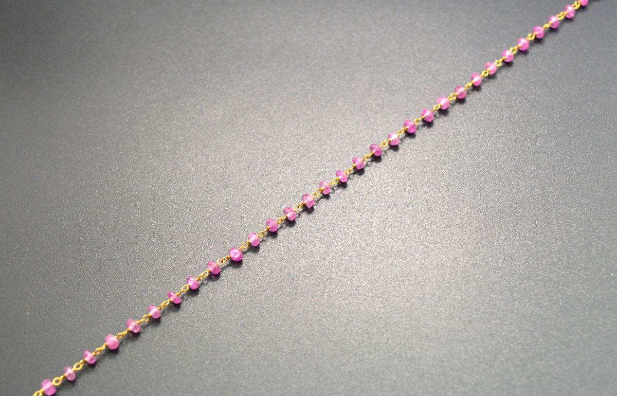 Handcrafted  14k  Solid yellow Gold Rosary Chain With AAA Quality , 3mm Size - SGGRC-014, , Sold By 1 Inch.