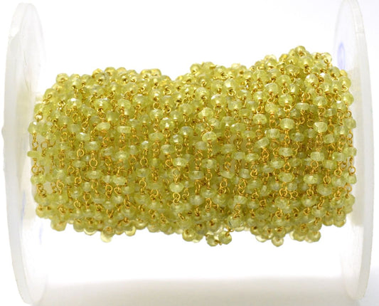 Lovely 18k Solid Gold Rosary Chain With AAA Quality in Roundel Shape , 2.50 mm Size  - SGGRC-015B, Sold By 1 Inch.