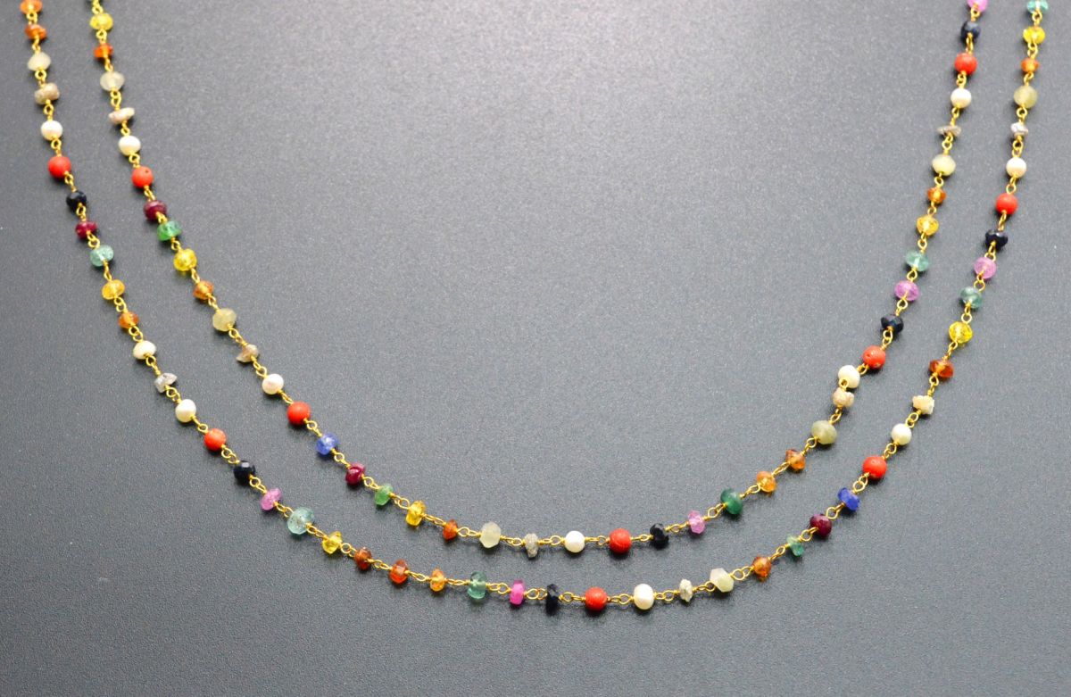 Impressive 14k Solid Gold Rosary Chain With AAA Quality With Mix  Shape,3-3.5 mm Size  - SGGRC-017, Sold By 1 Inch.