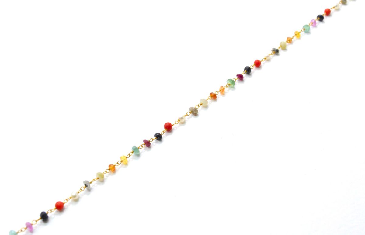 Impressive 14k Solid Gold Rosary Chain With AAA Quality With Mix  Shape,3-3.5 mm Size  - SGGRC-017, Sold By 1 Inch.