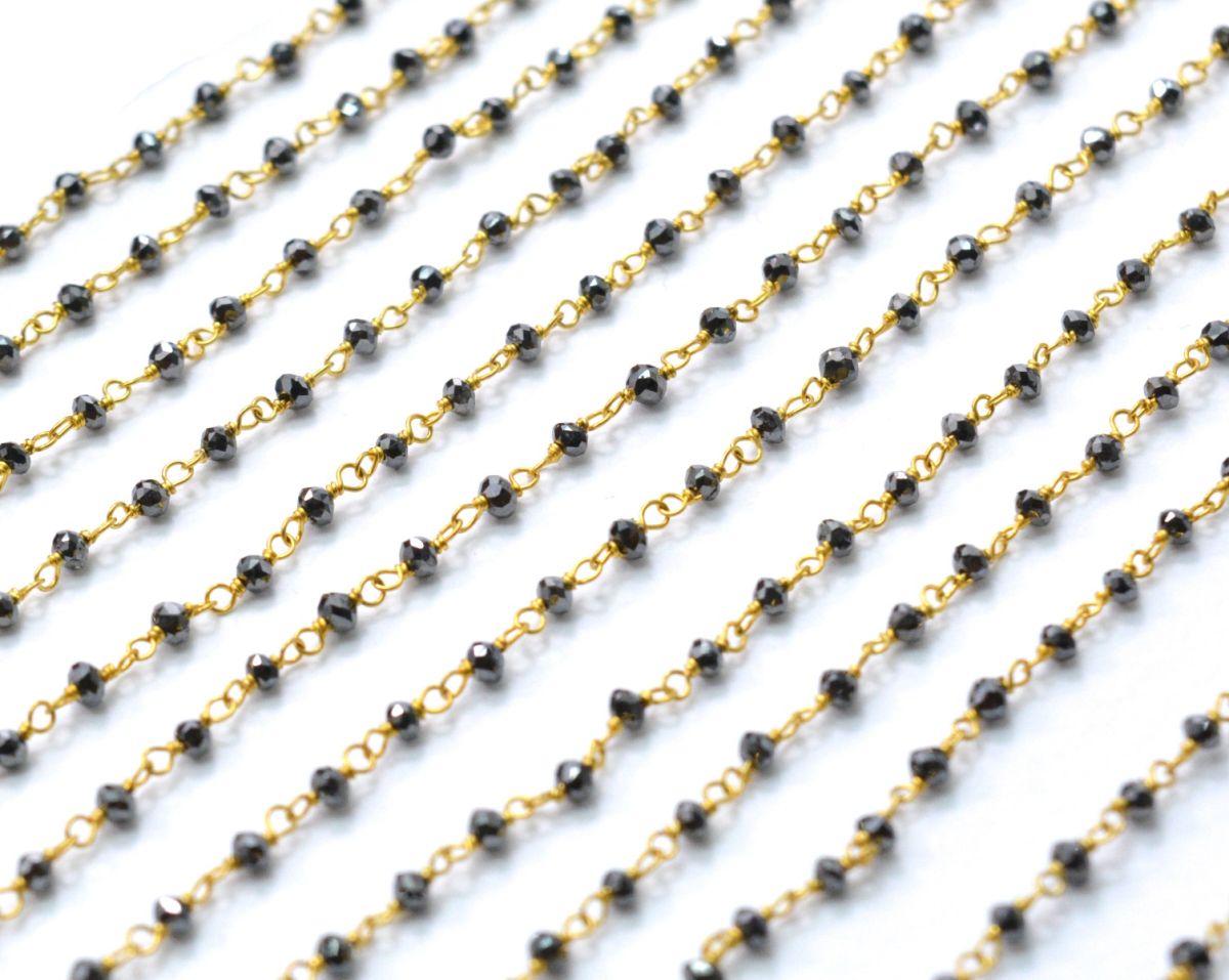 14k Solid Gold Rosary Chain With AAA Quality in 2mm Size - SGGRC-019, Sold By 1 Inch.