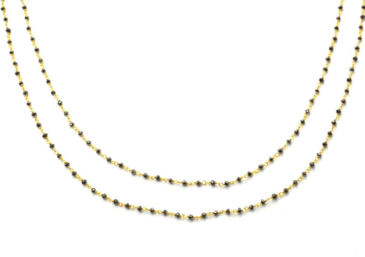 14k Solid Gold Rosary Chain With AAA Quality in 2mm Size - SGGRC-019, Sold By 1 Inch.