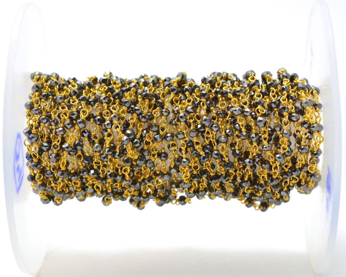 14k Solid Gold Rosary Chain With AAA Quality in 2mm Size - SGGRC-019, Sold By 1 Inch.