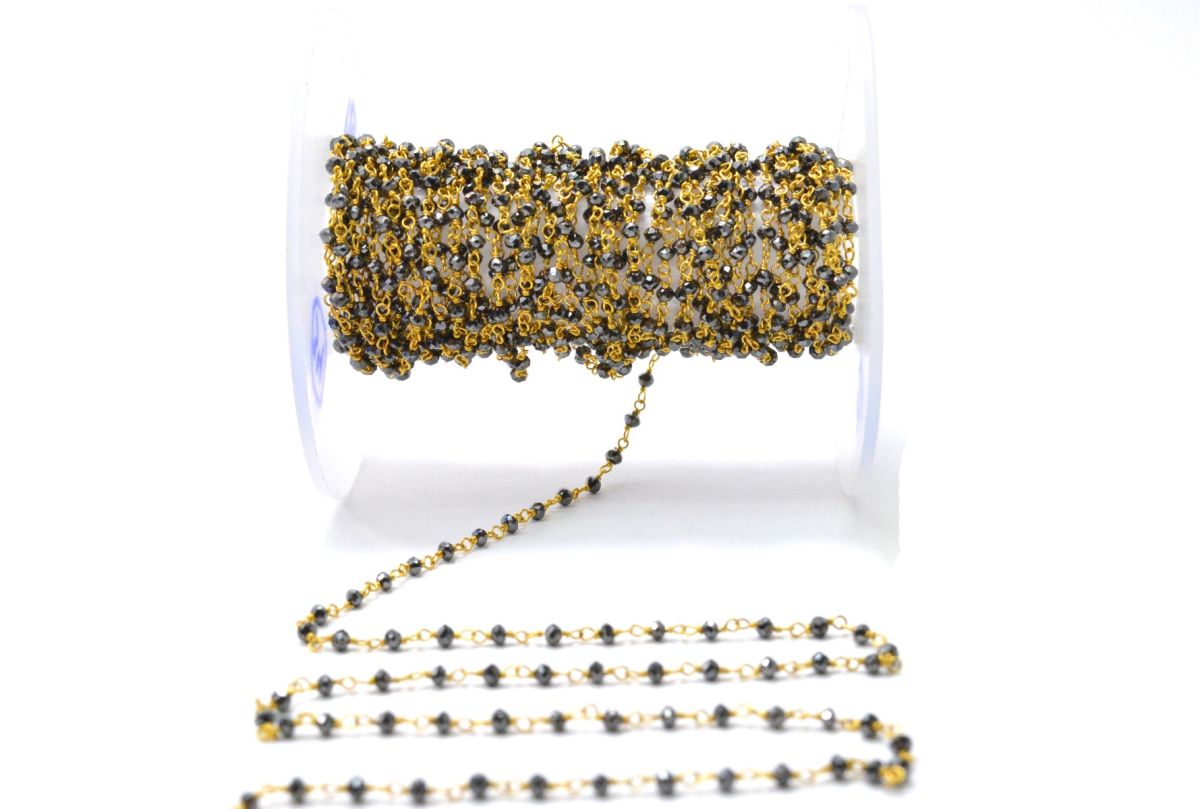 14k Solid Gold Rosary Chain With AAA Quality in 2mm Size - SGGRC-019, Sold By 1 Inch.
