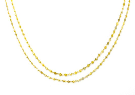 Gorgeous 14k  Solid Gold Rosary Chain With Plain Natural Diamond Beads - 1.50mm , SGGRC-021, Sold By 1 Inch.