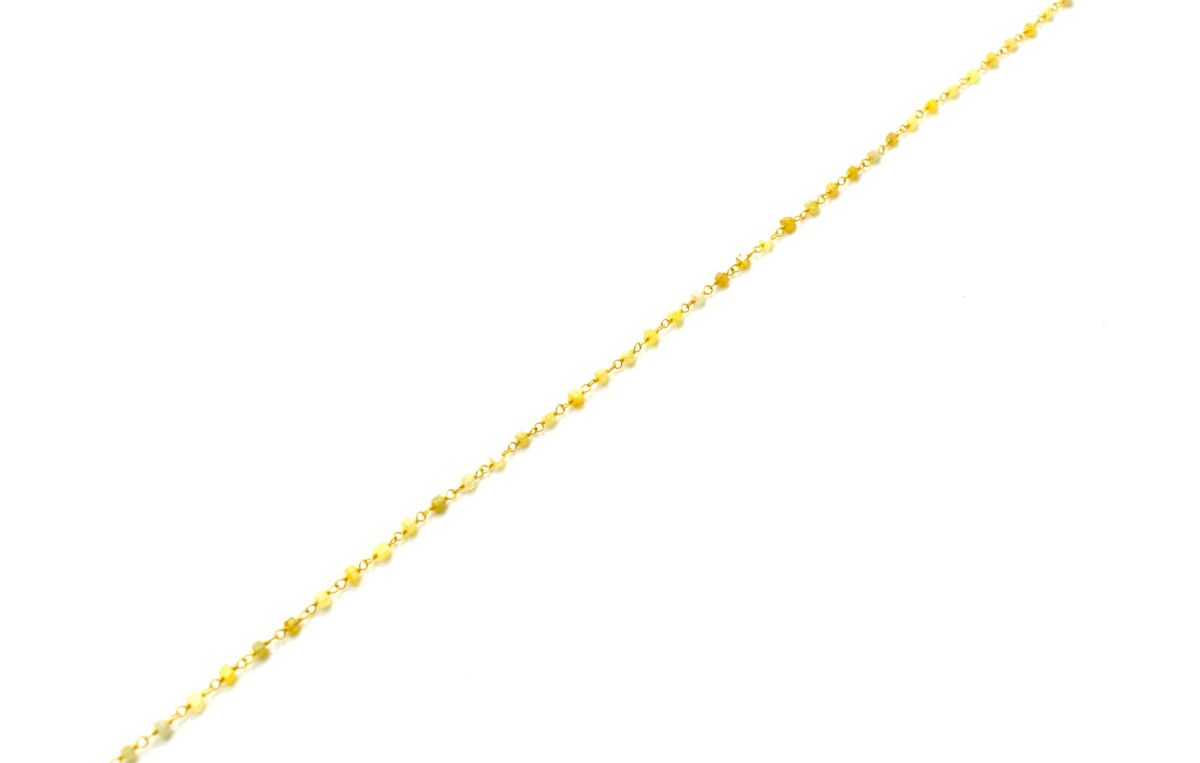 Gorgeous 14k  Solid Gold Rosary Chain With Plain Natural Diamond Beads - 1.50mm , SGGRC-021, Sold By 1 Inch.