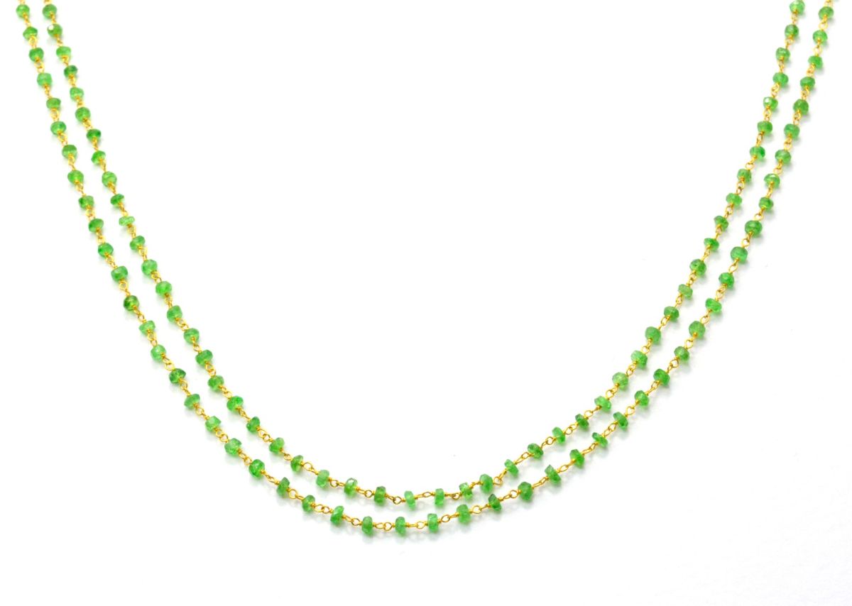 18k Solid Gold Rosary Chain With AAA Quality Peridot - 2.50 mm Sold By 1 Inch