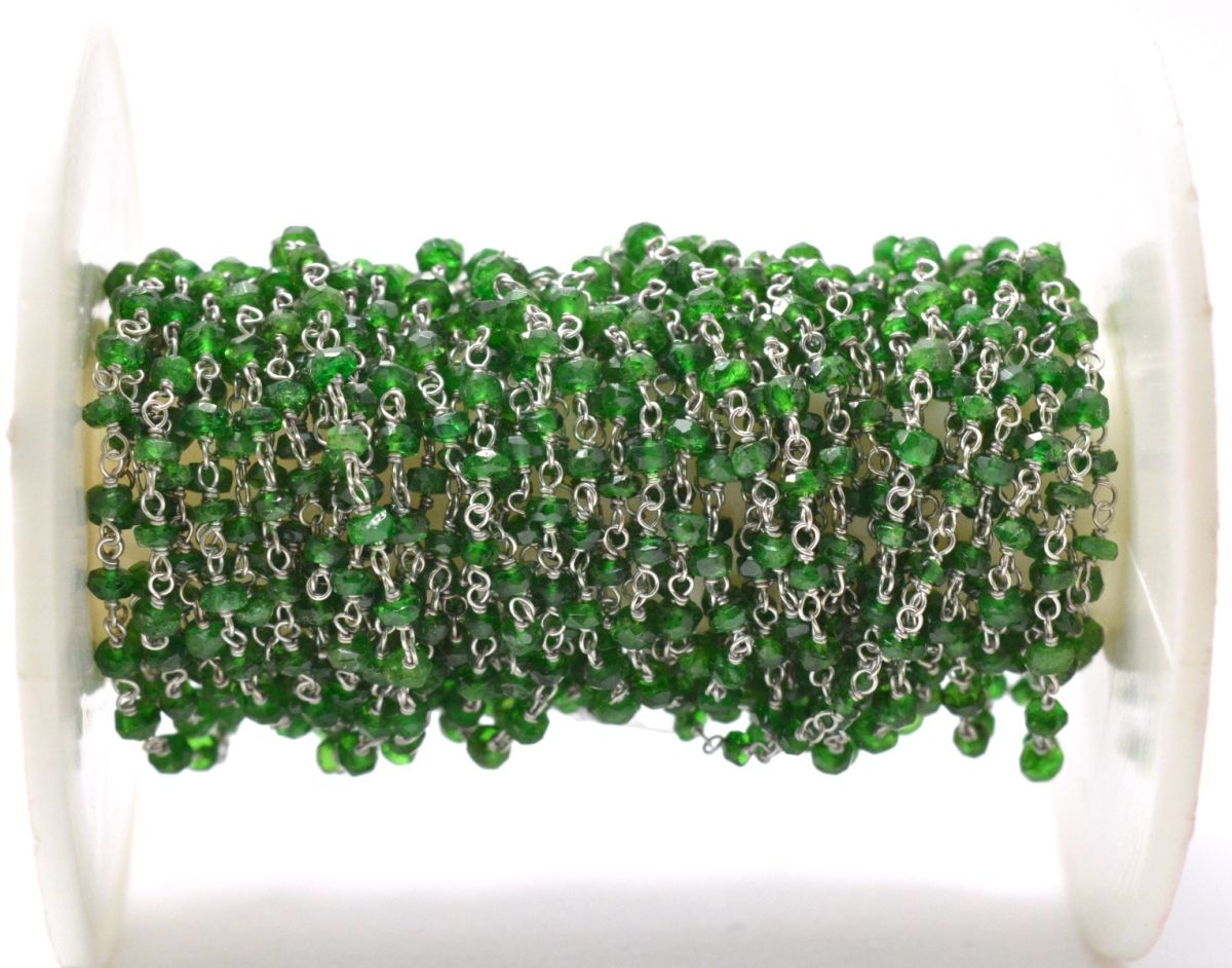 Stunning 14k Solid White Gold Rosary Chain With AAA Quality in 2.50 mm Size  - SGGRC-023B, Sold By 1 Inch.