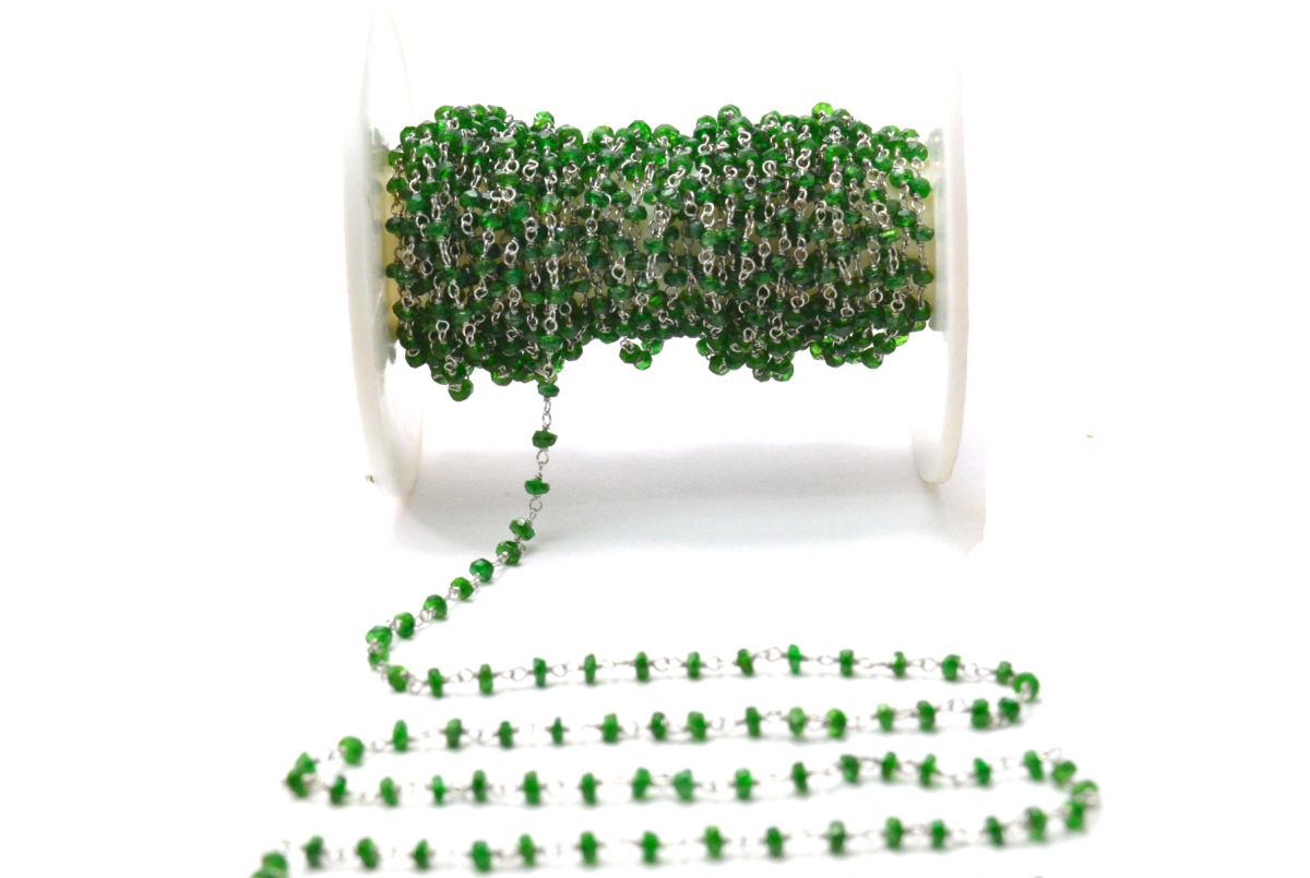 Stunning 14k Solid White Gold Rosary Chain With AAA Quality in 2.50 mm Size  - SGGRC-023B, Sold By 1 Inch.