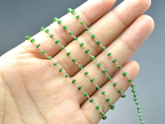 Stunning 14k Solid White Gold Rosary Chain With AAA Quality in 2.50 mm Size  - SGGRC-023B, Sold By 1 Inch. - view 3