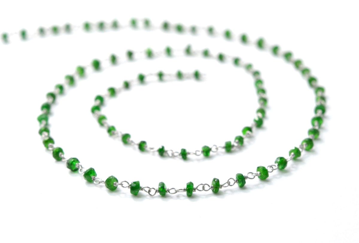 Stunning 14k Solid White Gold Rosary Chain With AAA Quality in 2.50 mm Size  - SGGRC-023B, Sold By 1 Inch.