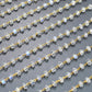 14k Solid Gold Rosary Chain With AA Quality With Rainbow Moonstone , 3.50 mm Size  - SGGRC-024A, Sold By 1 Inch.