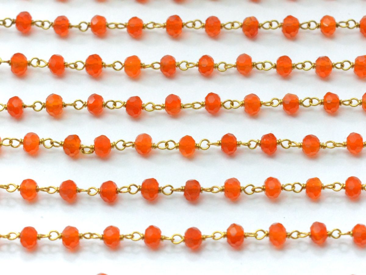 18k Solid Gold Rosary Chain With AAA Quality - 3.00 mm Size - SGGRC-025A, Sold By 1 Inch.