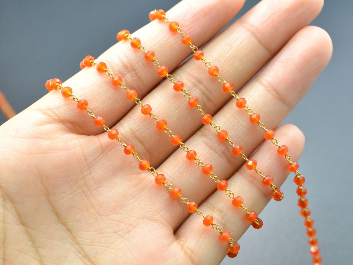 18k Solid Gold Rosary Chain With AAA Quality - 3.00 mm Size - SGGRC-025A, Sold By 1 Inch.